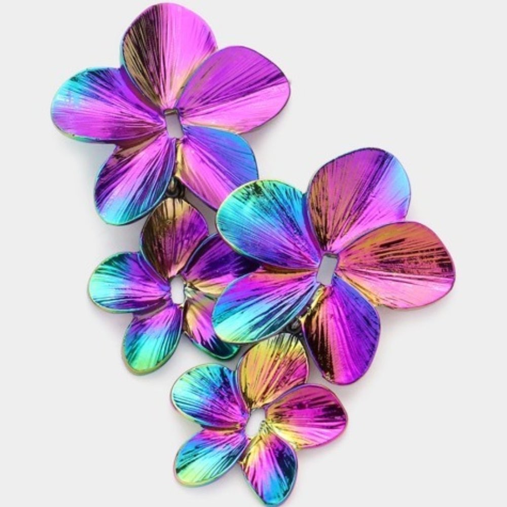 Flower Oil Spill Earrings